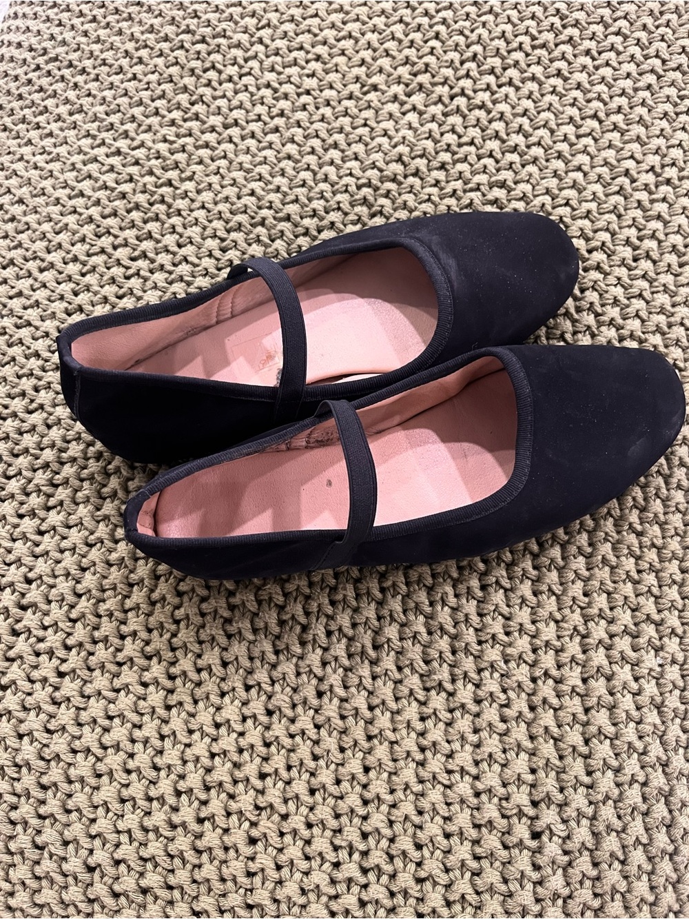 Women's Black Mary Jane Flats with Pink Insole